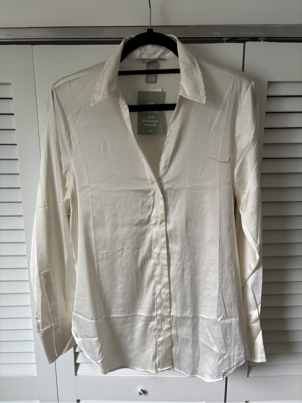 H&M Ivory Satin Button Down Blouse